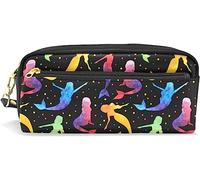 Estuche para lápices para niñas y niños, bolsa de lápices de gran capacidad, lindo arco iris, sirenas, bolsas de maquillaje de cuero con compartimento con cremallera, organizador escolar
