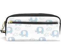 Estuche para lápices para niñas y niños, bolsa de lápices de gran capacidad, lindo elefante bosque animal cian, bolsas de maquillaje con compartimento con cremallera, organizador escolar bolsa de papelería