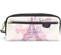 Estuche para lápices para niñas y niños, bolsa de lápices de gran capacidad, romántica Torre Eiffel, bolsas de maquillaje de cuero con compartimento con cremallera, organizador escolar