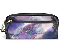 Estuche para lápices para niñas y niños, bolsa de lápices de gran capacidad, único y potente bolsa de maquillaje de piel de lobo con compartimento con cremallera, organizador escolar bolsa de papelería