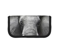 Estuche para lápices pequeño con diseño de elefante gris 3D, estuche estético para lápices, bolsa de almacenamiento para bolígrafos, oficina, Black, Talla única, Organizador de bolsas