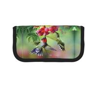 Estuche para lápices pequeño con diseño de flores de colibrí, estuche estético para lápices, bolsa de almacenamiento para bolígrafos, oficina, Black, Talla única, Organizador de bolsas