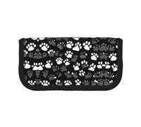 Estuche para lápices pequeño con estampado de huellas en blanco y negro, Black, Talla única, Organizador de bolsas