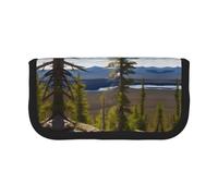 Estuche para lápices pequeño con estampado de pinos de alce y montaña, estuche para lápices estético, bolsa de almacenamiento para bolígrafos, oficina, Black, Talla única, Organizador de bolsas