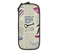 Estuche para lápices Periódico de gran capacidad París Torre Eiffel Romance Retro Estuche para lápices Estuche para bolígrafos para la escuela media / secundaria Oficina Universidad Adulto Niña y ni