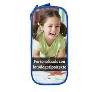 Estuche para lápices personalizado, Funda para bolígrafos personalizada, diseño con cualquier texto de foto, organizador de papelería para estudiantes personalizable, regalo divertido para niños, Azul