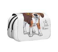 Estuche para lápices portátil de Doble Capa con diseño de Cabeza de Beagle y Corona Floral