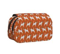 Estuche para lápices portátil de Doble Capa con diseño de Jack Russell Terriers, Color Naranja, con un Bonito Perro.