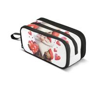 Estuche para lápices Red Love Dwarf, gran capacidad, para niños y niñas, 3 compartimentos, organizador de papelería, estuche para escuela, oficina, trabajo, Red Love Dwarf, Talla única, Maletín