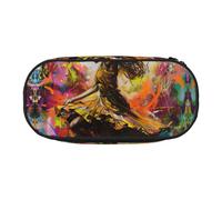 Estuche para lápices reutilizable con diseño de baile con música, elegante, para estudiantes, maquillaje, artículos de aseo personal, fácil acceso, Black, Talla única, Organizador de bolsas