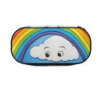 Estuche para lápices reutilizable con diseño de gotas de lluvia, diseño de nubes de arco iris, para estudiantes, maquillaje, artículos de tocador de fácil acceso, Black, Talla única, Organizador de