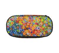 Estuche para lápices reutilizable con impresión de pintura a color, elegante, para estudiantes, maquillaje, artículos de aseo personal, fácil acceso, Black, Talla única, Organizador de bolsas