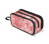 Estuche para lápices rosa con claveles, gran capacidad, para niños y niñas, 3 compartimentos, organizador de papelería, estuche para escuela, oficina, trabajo, Claveles rosados, Talla única, Maletín