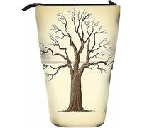 Estuche para lápices telescópico de árbol, caja de almacenamiento para bolígrafos con cierre de cremallera para mujeres, hombres, niños, niñas, ramas, naturaleza vieja, follaje de madera, ambiente bo