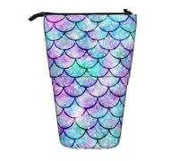 Estuche para lápices telescópico Estampado de sirena de acuarela Estuche para lápices de pie Estuche de papelería Portalápices telescópico Portalápices emergente para trabajo de oficina Regalo de va