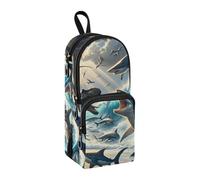 Estuche para lápices The Struggle Between Dinosaurs and Sharks, gran capacidad con compartimento para estudiantes, bolsa de escuela, organizador de papelería, estuche para rotuladores, para escuela,