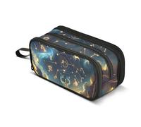 Estuche para lápices The Twelve Zodiac Stars in The Night Sky, estuche de gran capacidad para niños y niñas, 3 compartimentos, organizador de papelería, estuche para escuela, oficina, trabajo, Las