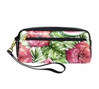 Estuche para lápices tropicales de acuarela, bolsa de piel sintética con cremallera, para niños y niñas, suministros escolares y de oficina