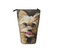Estuche para lápices Yorkshire Terrier con forma de perro de pie, gran capacidad, bolsa de maquillaje con impresión para niñas, niño, color, 5.0cm*10.5cm*20.5cm, Estuche para lápices