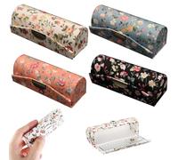 Estuche para lápiz labial 4 piezas Soporte para lápiz labial floral de diferentes colores con espejo Elegante pequeño organizador Bolsa de maquillaje de viaje portátil Bolsa de cosméticos de moda