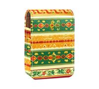 Estuche para lápiz Labial,Bolsa de Maquillaje portátil,Organizador para lápiz Labial,Rayas de Banner de Estilo Boho Antiguo