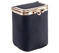 Estuche para lápiz labial con espejo, bolso portátil para lápiz labial con cierre de beso, estuche de maquillaje de piel de vaca de capa superior para mujer, negro
