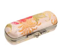 Estuche para Lápiz Labial de Viaje Mini Travel, Tejido y Aleación | Cierre de Botón Seguro, Patrón Decorativo Delicado, Formato Práctico para Viajar y Senderismo