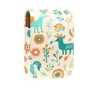 Estuche para lápiz Labial,Organizador de Cuero para lápiz Labial con Brillo de Labios con Espejo,Animal Unicornio Zorro Pavo Real