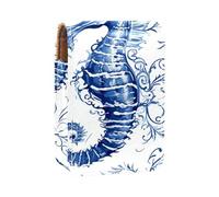 Estuche para lápiz Labial,Organizador de Cuero para lápiz Labial con Brillo de Labios con Espejo,Caballito de mar océano Retro Azul