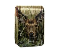 Estuche para lápiz Labial,Organizador de Cuero para lápiz Labial con Brillo de Labios con Espejo,Ciervos Salvajes praderas africanas