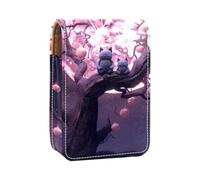 Estuche para lápiz Labial,Organizador de Cuero para lápiz Labial con Brillo de Labios con Espejo,Luna Llena noctámbulo Bruja