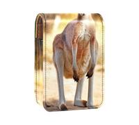 Estuche para lápiz Labial,Organizador de Cuero para lápiz Labial con Brillo de Labios con Espejo,Retrato de Animal Canguro