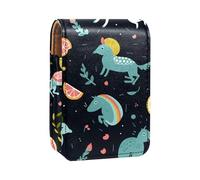 Estuche para lápiz Labial,Organizador de Cuero para lápiz Labial con Brillo de Labios con Espejo,Unicornio en el Espacio de la Galaxia
