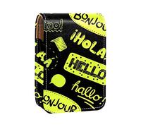 Estuche para lápiz labial personalizado, bolsa de maquillaje portátil, bolsa de cosméticos, soporte para lápiz labial, organizador de maquillaje, Hello Different Language Black, Varios colores, 9.5x2x7 cm/3.7x0.8x2.7 in