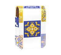 Estuche para lápiz labial personalizado, bolsa de maquillaje portátil, bolsa de cosméticos, soporte para lápiz labial, organizador de maquillaje Talavera, patrón geométrico cuadrado, Varios colores, 9.5x2x7 cm/3.7x0.8x2.7 in