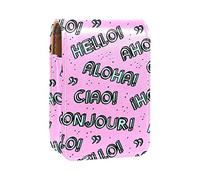 Estuche para lápiz labial personalizado, bolsa de maquillaje portátil, bolsa de cosméticos, soporte para lápiz labial, organizador de maquillaje, Hello Different Language Pink, Varios colores, 9.5x2x7 cm/3.7x0.8x2.7 in