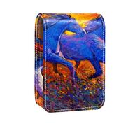 Estuche para lápiz labial personalizado, bolsa de maquillaje portátil, bolsa de cosméticos, soporte para lápiz labial, organizador de maquillaje, caballos corriendo pintura al óleo, Varios colores, 9.5x2x7 cm/3.7x0.8x2.7 in