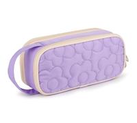 Estuche para niñas, con diseño acolchado floreado y gran capacidad. Tiene 2 compartimentos para bolígrafos, con cremallera y asa. Es flexible y adecuado para la escuela secundaria y bachillerato