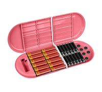 Estuche para pilas con comprobador, organizador portátil compatible con pilas 12AA y 12AAA, caja de pilas de una sola capa (rosa).