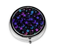 Estuche para píldoras Estuche para píldoras con estrellas para monedero Organizador de píldoras con forma redonda y pequeño viaje lindo