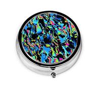 Estuche para píldoras Estuche para píldoras con patrón de arco iris brillante para monedero Organizador de píldoras de forma redonda de viaje pequeño y lindo