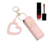 Estuche para pintalabios, estuche de viaje de maquillaje, organizador de lápiz labial de piel sintética con colgante de amor para Año Nuevo, pintalabios y brillo de labios, Pink, Refer to description,