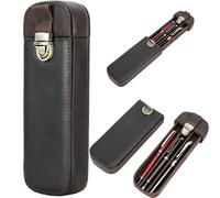 Estuche para Pluma estilográfica con 3 Compartimentos, Estuche de Cuero Vintage con Cerradura, Organizador portátil Suave de la Vieja Escuela, Bolsa de Regalos para Hombres y Mujeres