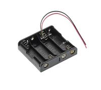 Estuche para Portapilas de 4X AA 6V con Cables - Caja de Almacenamiento de Plástico con Alambres de 150mm para Proyectos de Bricolaje. Compatible con Pilas (4 Ranuras x 1.5V)