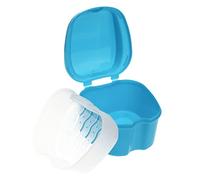 Estuche para Prótesis Dentales de Pp Azul, Caja de Cuidado Mini | Cesta de Enjuague y Red Colgante, Estilo Europeo, Formato Portátil para Viajeros y Niños