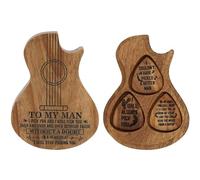 Estuche para púas con forma de guitarra, caja para púas de guitarra, instrumento musical, soporte para púas de guitarra con 3 unidades de madera