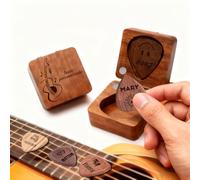 Estuche para Púas de Guitarra con 3 Púas de Maderas Nobles - Caja de Madera para Púas Guitarra Española y Eléctrica - Regalo Personalizado para Guitarristas (púa de guitarra de caja)