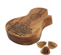 Estuche para púas de guitarra, organizador de almacenamiento de púas de bajo de madera con 3 púas de guitarra, paquete variado, caja de almacenamiento para púas, regalo para guitarristas