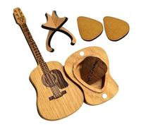Estuche para púas de guitarra | Organizador único de madera para púas de bajo | Contenedor de almacenamiento para púas de guitarra, exhibición de púas de bajo, estante en forma de guitarra, caja