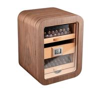 Estuche Para Puros, Caja Humidor de Escritorio, Tapa de Cristal con Higrómetro Digital Frontal, Humidificador, Separador, Cajón Para Accesorios(A)